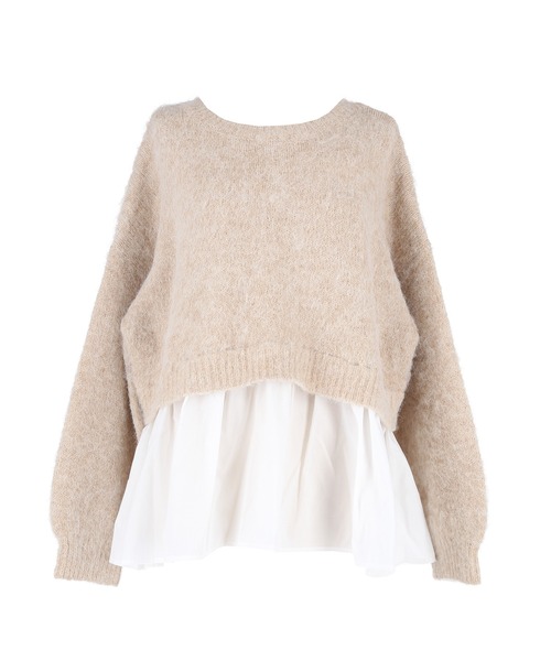 coca(coca)(コカ)の「バックリボン異素材ドッキングニットトップス(ニット/セーター・レディース・ライトベージュ/ライトグレー・L/M)」の21枚目の写真