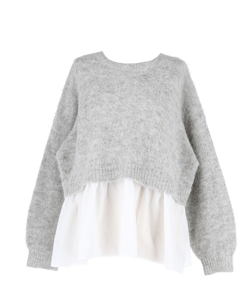 coca(coca)(コカ)の「バックリボン異素材ドッキングニットトップス(ニット/セーター・レディース・ライトベージュ/ライトグレー・L/M)」の22枚目の写真