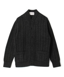 ウールカシミヤシルク リブVネックカーディガン