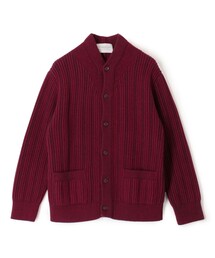 ウールカシミヤシルク リブVネックカーディガン