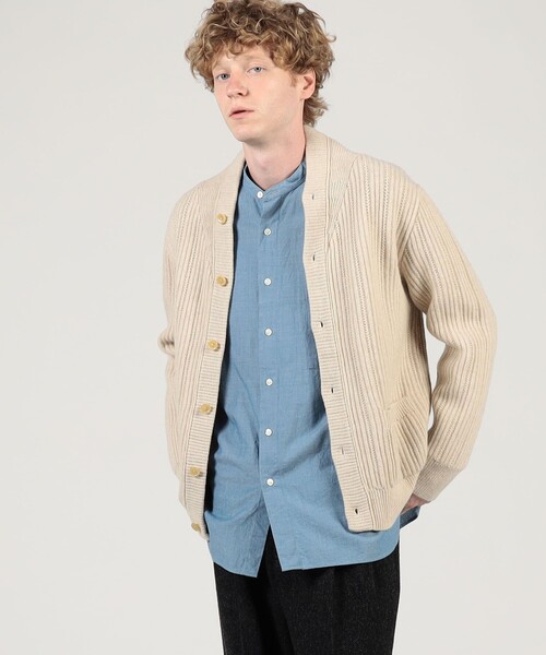 TOMORROWLAND カシミヤ長袖カーディガン M アイボリー セール】ウールカシミヤシルク リブVネックカーディガン（ニット