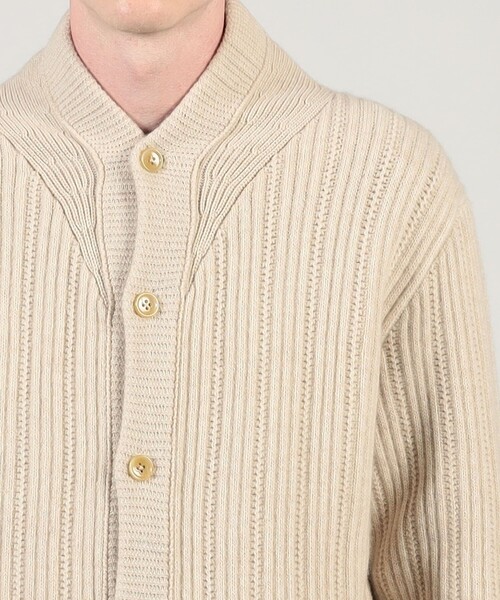 ウールカシミヤシルク リブVネックカーディガン（ニット/セーター
