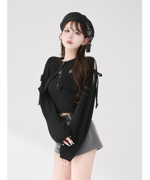 Darich（ダーリッチ）の「ショルダーオープンアンサンブルニットトップス（ニット/セーター・レディース・グレー/アイボリー/サックスブルー/ブラック・FREE）」の3枚目の写真