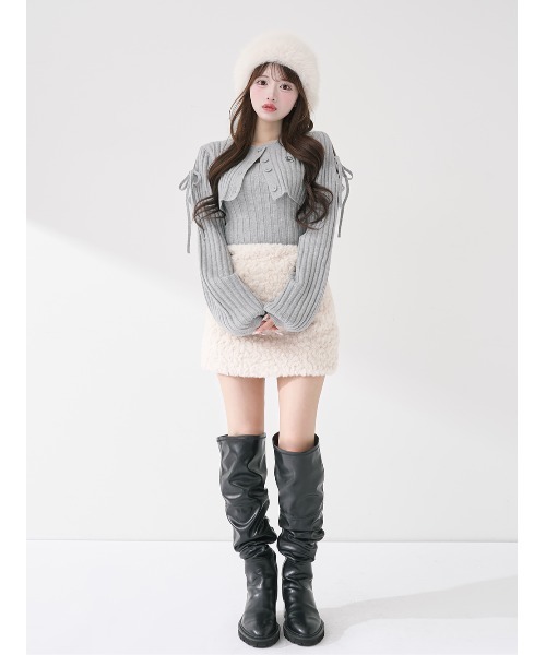 Darich（ダーリッチ）の「ショルダーオープンアンサンブルニットトップス（ニット/セーター・レディース・グレー/アイボリー/サックスブルー/ブラック・FREE）」の18枚目の写真