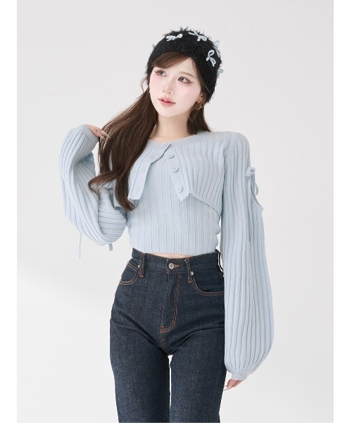 ショルダーオープンアンサンブルニットトップス（ニット/セーター