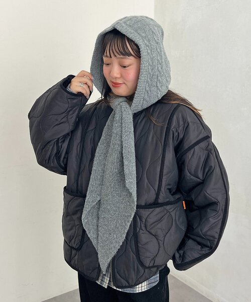 CPCM（シーピーシーエム）の「フード付きニットマフラー（マフラー・レディース・アイボリー/グレー/レッド/ブラック・FREE）」の21枚目の写真