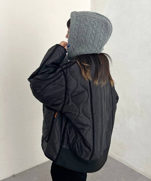 CPCM（シーピーシーエム）の「フード付きニットマフラー（マフラー・レディース・アイボリー/グレー/レッド/ブラック・FREE）」の20枚目の写真