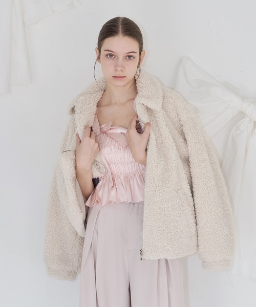 mieya mieya（ミーヤミーヤ）の「【mieya mieya】POODLE BOOA COAT/プードルボアコート（ブルゾン・レディース・ブラック/ホワイト・FREE）」の10枚目の写真