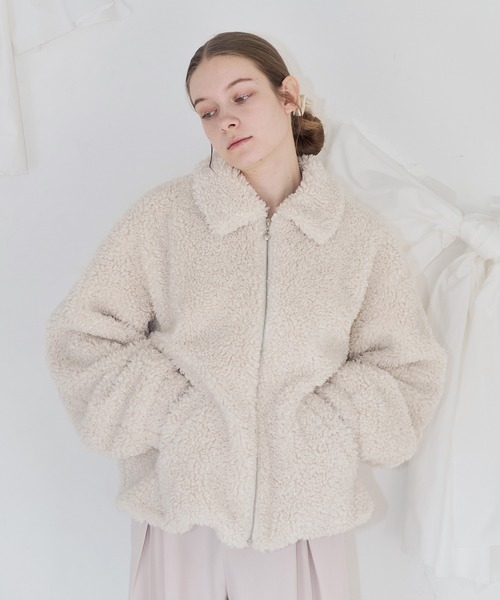 mieya mieya（ミーヤミーヤ）の「【mieya mieya】POODLE BOOA COAT/プードルボアコート（ブルゾン・レディース・ブラック/ホワイト・FREE）」の8枚目の写真