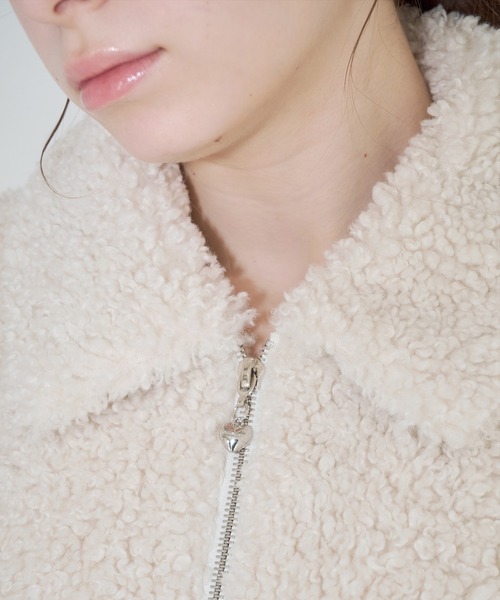 mieya mieya（ミーヤミーヤ）の「【mieya mieya】POODLE BOOA COAT/プードルボアコート（ブルゾン・レディース・ブラック/ホワイト・FREE）」の6枚目の写真