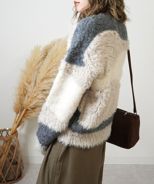 gossara（ゴサラ）の「異素材mix柄ニットPO（ニット/セーター・レディース・グレイッシュベージュ/チャコール/ベージュ・FREE）」の15枚目の写真