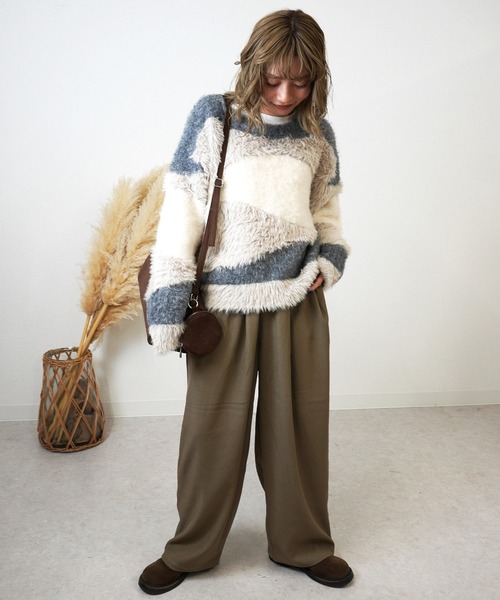 gossara（ゴサラ）の「異素材mix柄ニットPO（ニット/セーター・レディース・グレイッシュベージュ/チャコール/ベージュ・FREE）」の16枚目の写真