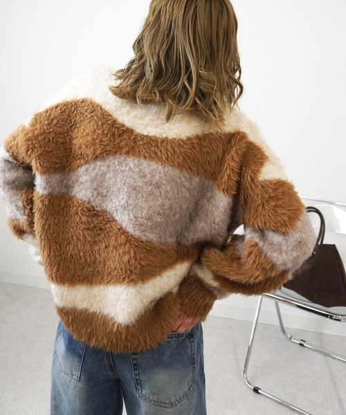 gossara（ゴサラ）の「異素材mix柄ニットPO（ニット/セーター・レディース・グレイッシュベージュ/チャコール/ベージュ・FREE）」の21枚目の写真