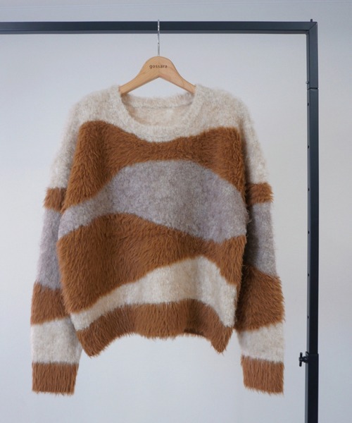 gossara（ゴサラ）の「異素材mix柄ニットPO（ニット/セーター・レディース・グレイッシュベージュ/チャコール/ベージュ・FREE）」の9枚目の写真