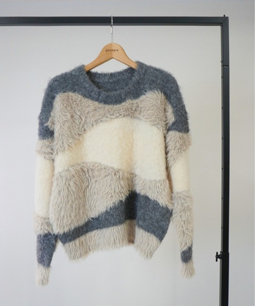 gossara（ゴサラ）の「異素材mix柄ニットPO（ニット/セーター・レディース・グレイッシュベージュ/チャコール/ベージュ・FREE）」の10枚目の写真