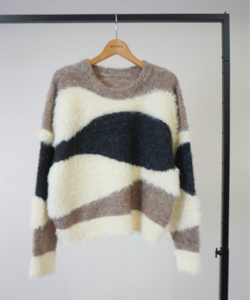 gossara（ゴサラ）の「異素材mix柄ニットPO（ニット/セーター・レディース・グレイッシュベージュ/チャコール/ベージュ・FREE）」の11枚目の写真