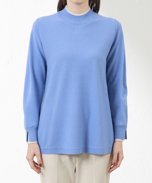 amaca(アマカ)の「バイカラーラインチュニックニット(ニット/セーター・レディース・ブルー系その他2/オフホワイト/ダークネイビー・40/38)」の7枚目の写真