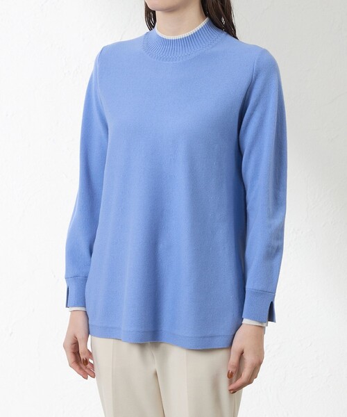 amaca(アマカ)の「バイカラーラインチュニックニット(ニット/セーター・レディース・ブルー系その他2/オフホワイト/ダークネイビー・40/38)」の8枚目の写真