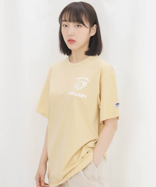CODE I'M(コードアイエム)の「30番手シングルアンガリーパピー2プリントオーバーサイズ半袖Tシャツイエロー(Tシャツ/カットソー・レディース・その他・LARGE/MEDIUM/X-LARGE)」の1枚目の写真