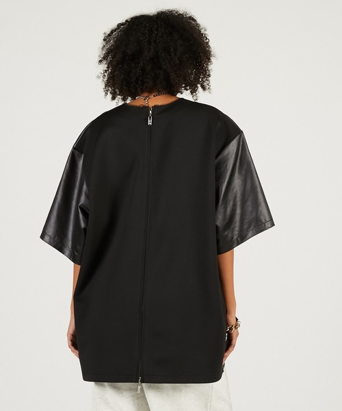 PRANK PROJECT（プランクプロジェクト）の「レザーライクオーバーT / Leather-like Over T（Tシャツ/カットソー・レディース・ブラック/アイボリー・FREE）」の17枚目の写真