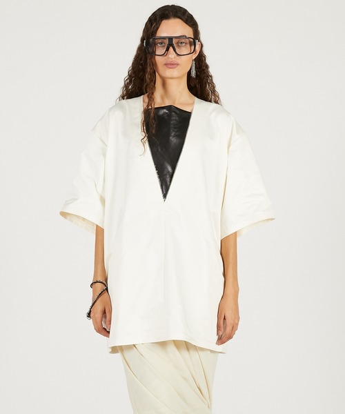 PRANK PROJECT（プランクプロジェクト）の「レザーライクオーバーT / Leather-like Over T（Tシャツ/カットソー・レディース・ブラック/アイボリー・FREE）」の8枚目の写真