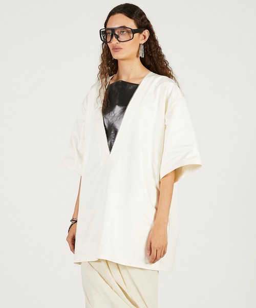 PRANK PROJECT（プランクプロジェクト）の「レザーライクオーバーT / Leather-like Over T（Tシャツ/カットソー・レディース・ブラック/アイボリー・FREE）」の10枚目の写真