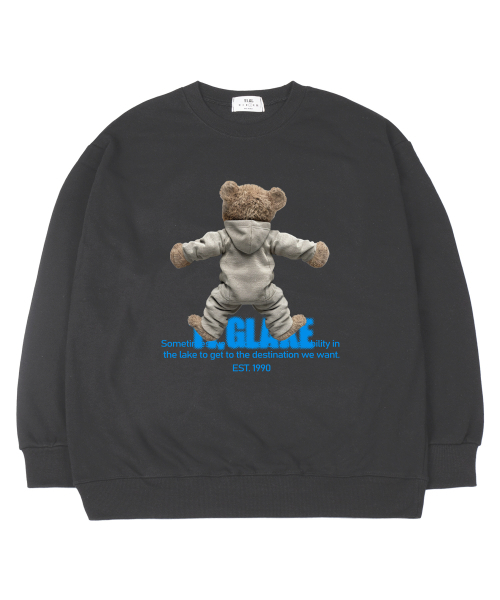TI.GLAKE(ティーグレイク)の「ベクフードベア オーバーサイズ スウェット Tシャツ ダークグレー(スウェット・レディース・その他・MEDIUM/LARGE/X-LARGE/XX-LARGE)」の1枚目の写真