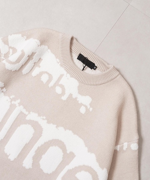 1111clothing(ワンフォークロージング)の「ロゴ ジャガード クルーニット / Logo Jacquard Crew Neck Knit(ニット/セーター・メンズ・ベージュ/ブラック・M/L)」の9枚目の写真
