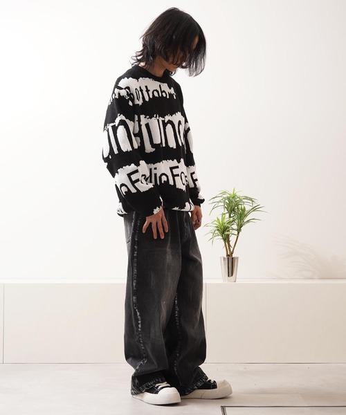 1111clothing(ワンフォークロージング)の「ロゴ ジャガード クルーニット / Logo Jacquard Crew Neck Knit(ニット/セーター・メンズ・ベージュ/ブラック・M/L)」の17枚目の写真
