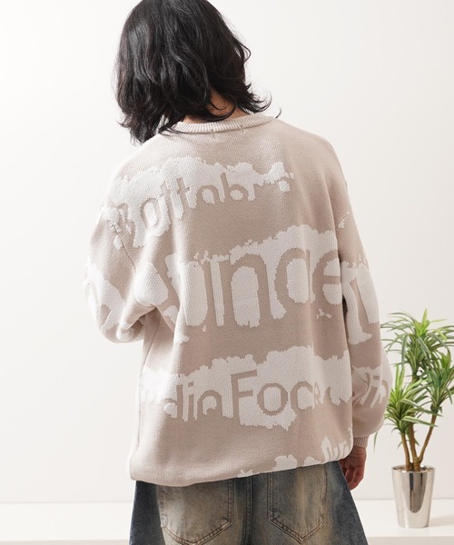 1111clothing(ワンフォークロージング)の「ロゴ ジャガード クルーニット / Logo Jacquard Crew Neck Knit(ニット/セーター・メンズ・ベージュ/ブラック・M/L)」の7枚目の写真