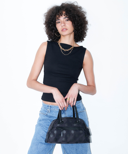 CHRISTINE PROJECT(クリスティンプロジェクト)の「TWO ZIPPER NYLON TOTE BAG(DOT BLACK PEPPER)(トートバッグ・レディース・その他・FREE)」の2枚目の写真