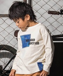 デニム風プリントバスク天竺BIGTシャツ