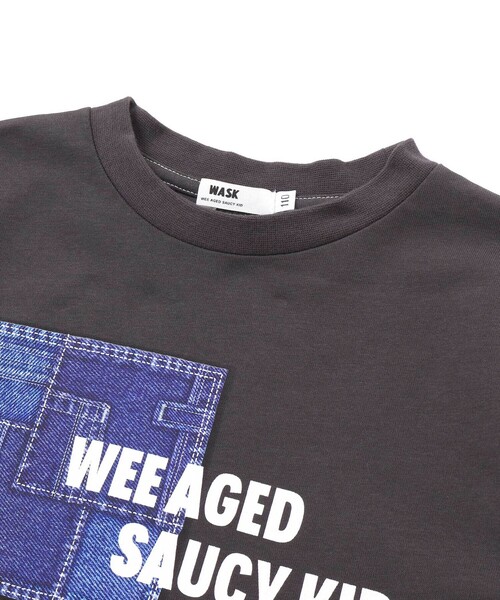 WASK（ワスク）の「デニム風プリントバスク天竺BIGTシャツ(110~160cm)（Tシャツ/カットソー・キッズ・オフホワイト/グレー・160cm/140cm/150cm）」の9枚目の写真