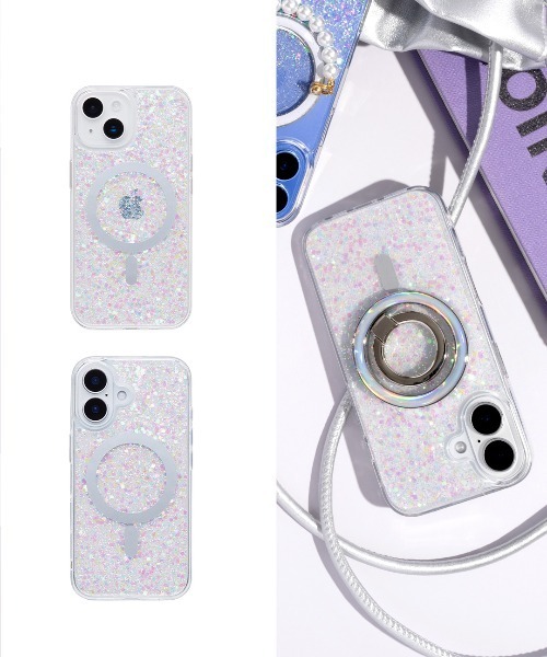 Hamee(ハミィ)の「iPhone 16/15/14/13 専用 PHONEAR twinkle MagSafe対応 グリッター iPhone ケース(スマホケース/カバー・レディース・その他1/その他2/ピンク系その他2/ピンク/イエロー系その他2/イエロー×グリーン・iPhone 13/14/15/iPhone 16)」の5枚目の写真