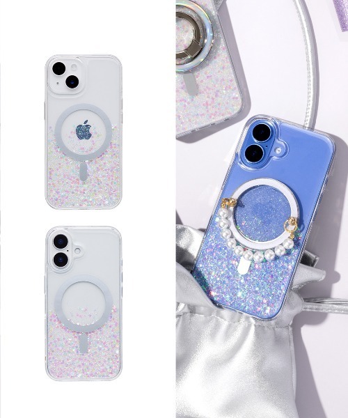 Hamee(ハミィ)の「iPhone 16/15/14/13 専用 PHONEAR twinkle MagSafe対応 グリッター iPhone ケース(スマホケース/カバー・レディース・その他1/その他2/ピンク系その他2/ピンク/イエロー系その他2/イエロー×グリーン・iPhone 13/14/15/iPhone 16)」の6枚目の写真