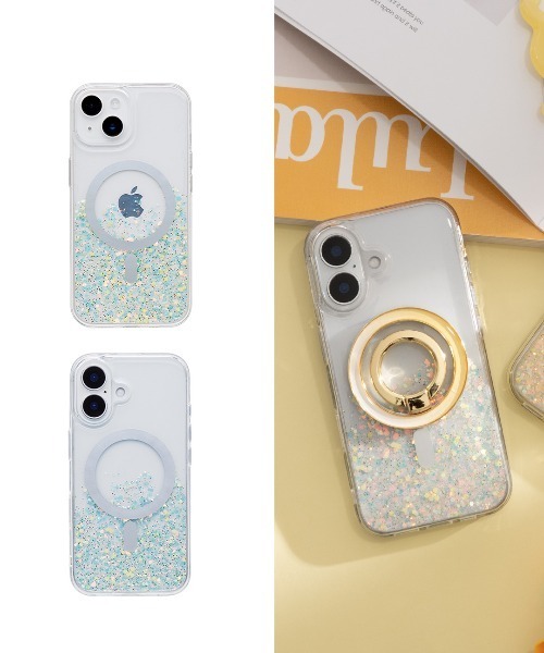 Hamee(ハミィ)の「iPhone 16/15/14/13 専用 PHONEAR twinkle MagSafe対応 グリッター iPhone ケース(スマホケース/カバー・レディース・その他1/その他2/ピンク系その他2/ピンク/イエロー系その他2/イエロー×グリーン・iPhone 13/14/15/iPhone 16)」の3枚目の写真