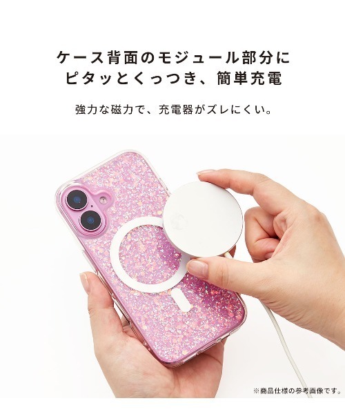 Hamee(ハミィ)の「iPhone 16/15/14/13 専用 PHONEAR twinkle MagSafe対応 グリッター iPhone ケース(スマホケース/カバー・レディース・その他1/その他2/ピンク系その他2/ピンク/イエロー系その他2/イエロー×グリーン・iPhone 13/14/15/iPhone 16)」の8枚目の写真