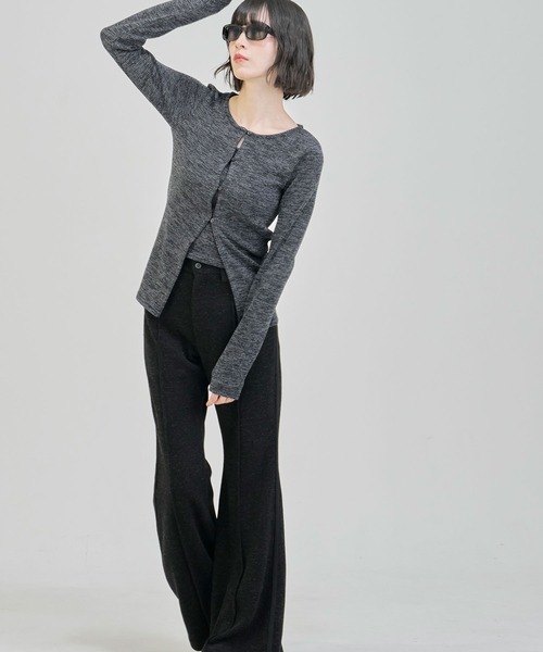 Nora Lily elle(ノラリリーエル)の「【Nora Lily】「elle」Fit Silhouette Layered Cardigan(Set)(Tシャツ/カットソー・レディース・ブラウン/グレー/ブラック・FREE)」の12枚目の写真