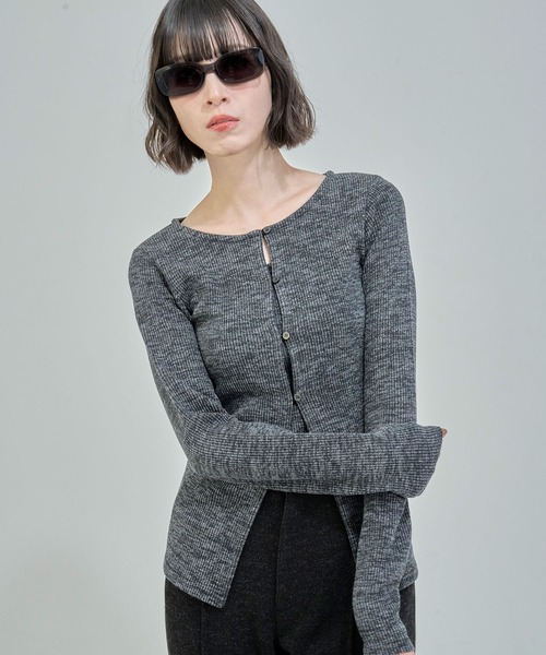Nora Lily elle(ノラリリーエル)の「【Nora Lily】「elle」Fit Silhouette Layered Cardigan(Set)(Tシャツ/カットソー・レディース・ブラウン/グレー/ブラック・FREE)」の10枚目の写真