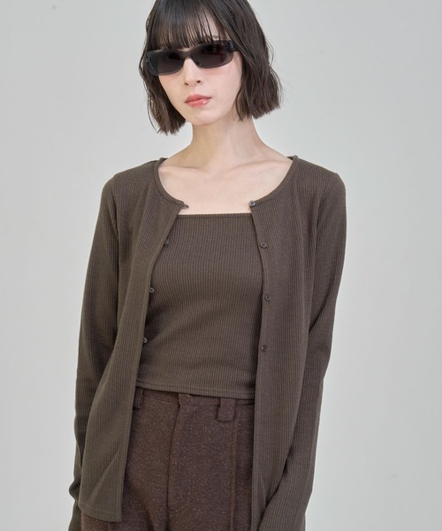 Nora Lily elle(ノラリリーエル)の「【Nora Lily】「elle」Fit Silhouette Layered Cardigan(Set)(Tシャツ/カットソー・レディース・ブラウン/グレー/ブラック・FREE)」の16枚目の写真