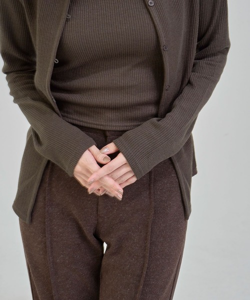 Nora Lily elle(ノラリリーエル)の「【Nora Lily】「elle」Fit Silhouette Layered Cardigan(Set)(Tシャツ/カットソー・レディース・ブラウン/グレー/ブラック・FREE)」の22枚目の写真