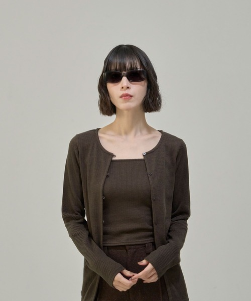Nora Lily elle(ノラリリーエル)の「【Nora Lily】「elle」Fit Silhouette Layered Cardigan(Set)(Tシャツ/カットソー・レディース・ブラウン/グレー/ブラック・FREE)」の19枚目の写真