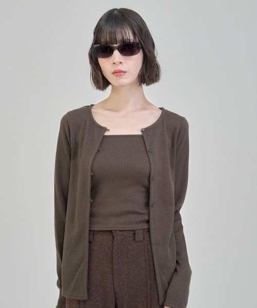 Nora Lily elle(ノラリリーエル)の「【Nora Lily】「elle」Fit Silhouette Layered Cardigan(Set)(Tシャツ/カットソー・レディース・ブラウン/グレー/ブラック・FREE)」の17枚目の写真