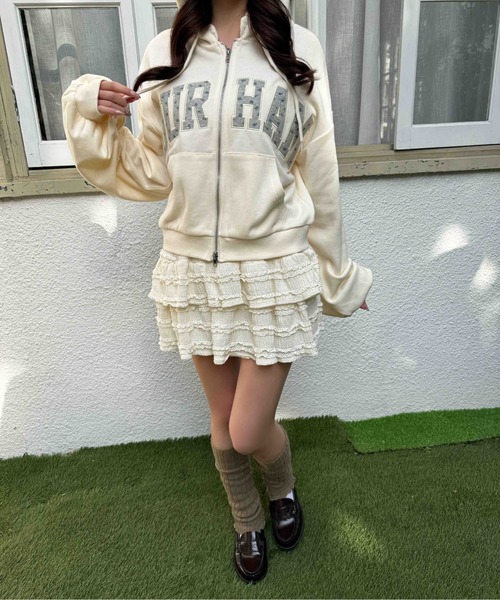 PHILLY(フィリー)の「《セットアップ可能★》フラワーパッチロゴジップパーカー(パーカー・レディース・アイボリー/グレー・FREE)」の4枚目の写真