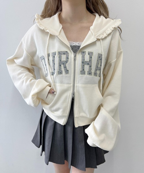 PHILLY(フィリー)の「《セットアップ可能★》フラワーパッチロゴジップパーカー(パーカー・レディース・アイボリー/グレー・FREE)」の6枚目の写真