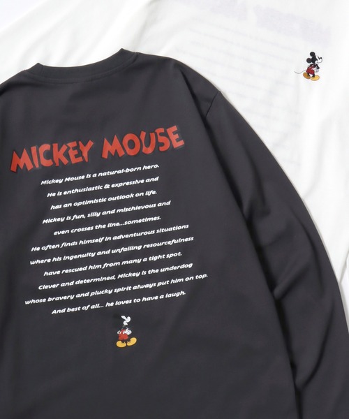Disney(ディズニー)の「2026SS Disney/ディズニー フロント/バックプリント ワンポイント刺繍 ロングスリーブTシャツ レディース メンズ(Tシャツ/カットソー・レディース・アイボリー/サックスブルー/アッシュグレー/スミクロ・M/L/LL)」の4枚目の写真
