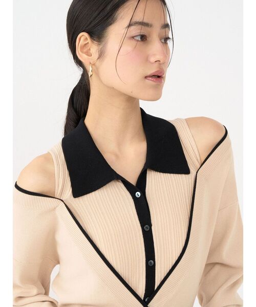 LAGUNAMOON（ラグナムーン）の「ラインディティールナローニットワンピース（ワンピース・レディース・ブラック・SMALL/MEDIUM）」の2枚目の写真