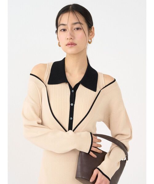 LAGUNAMOON（ラグナムーン）の「ラインディティールナローニットワンピース（ワンピース・レディース・ブラック・SMALL/MEDIUM）」の3枚目の写真