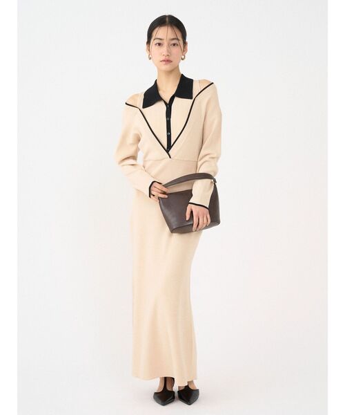 LAGUNAMOON（ラグナムーン）の「ラインディティールナローニットワンピース（ワンピース・レディース・ブラック・SMALL/MEDIUM）」の4枚目の写真