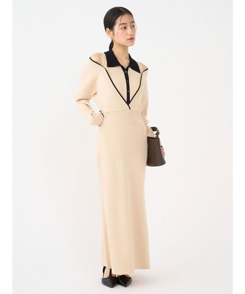 LAGUNAMOON（ラグナムーン）の「ラインディティールナローニットワンピース（ワンピース・レディース・ブラック・SMALL/MEDIUM）」の5枚目の写真